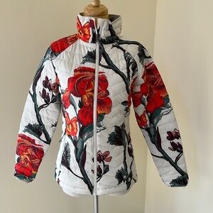 Columbia small floral iris print Omni heat zippered jacket.